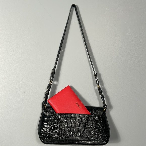 Brahmin Black Melbourne handbag Croc Leather with twist lock Vintage - Picture 15 of 16